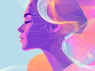 梦幻线条勾勒的女性侧脸