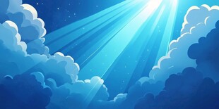 梦幻蓝空下的阳光与云朵