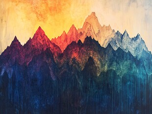梦幻多彩山峦艺术画作