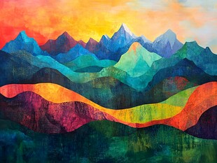 绚丽多彩的梦幻山峦景观