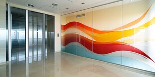 现代办公大厅彩色艺术墙面