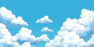 蓝天白云 清新插画