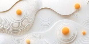 白色波纹上的橙色圆球