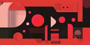 红色几何抽象艺术图案