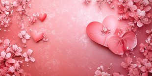 浪漫粉色爱心樱花背景图