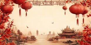 古风中式喜庆灯笼美景图