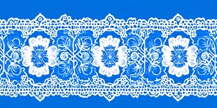 蓝色背景白色蕾丝花边图案