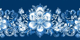 蓝白花卉图案精美装饰带