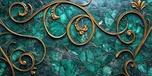 绿宝石背景上的金色花纹