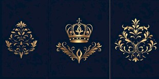 金色皇冠与华丽花纹图案