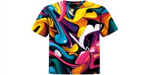 多彩抽象图案短袖T恤