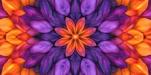 梦幻绚丽花朵对称图案