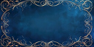 蓝色背景金色花纹装饰框