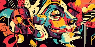 抽象涂鸦风格人物艺术画