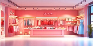 粉色系时尚女装店铺展示