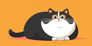 趴着的可爱黑白胖猫咪