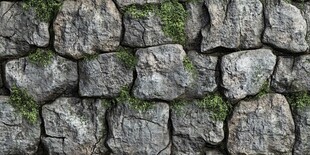 石墙纹理 覆有翠绿苔藓