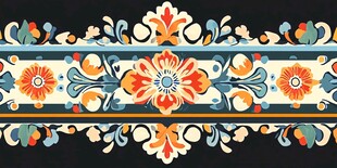 复古花卉条纹装饰图案