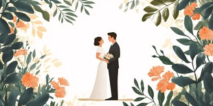 浪漫婚礼新人甜蜜相拥