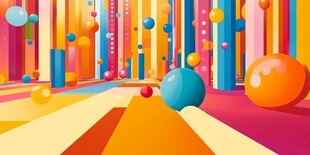 色彩缤纷的几何球场景