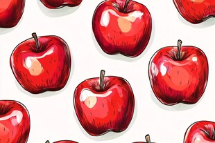 红色苹果无缝图案插画