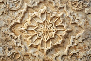 石雕花卉纹饰细节特写