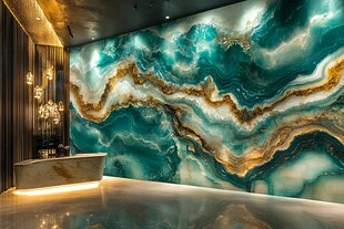 奢华绿金大理石纹理背景墙