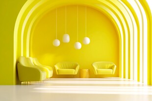 明亮黄色系室内休闲空间