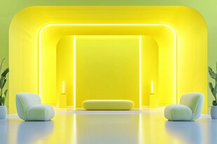 黄色未来感室内休闲空间
