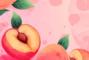 甜美水蜜桃插画背景图