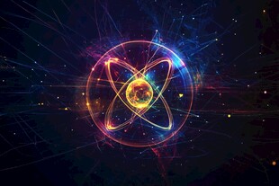 炫彩原子结构科幻背景图