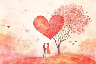 浪漫情侣树下的心动时刻