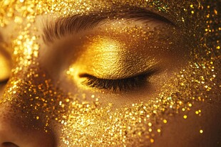 金色闪耀眼妆特写