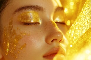 金色梦幻妆容美妆艺术照