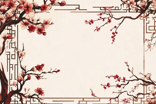 中式梅花边框古风背景图