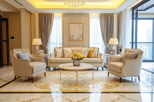 豪华优雅的现代客厅空间