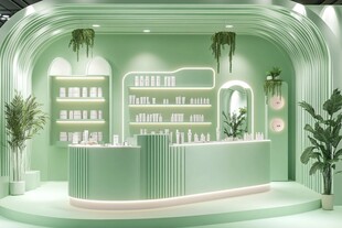 清新薄荷绿美妆店展示区