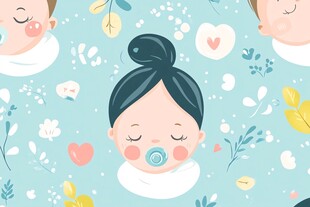 熟睡的萌娃与清新花卉图案