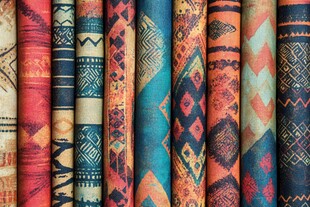 多彩民族风布料纹理展示