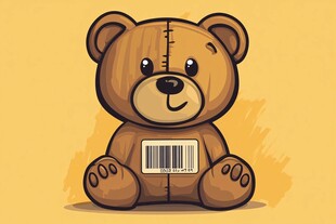 可爱条码小熊插画