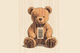 带条形码的可爱棕色小熊