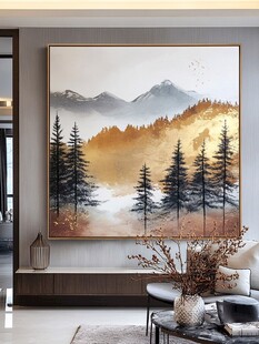 客厅中式山水挂画意境美