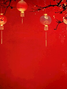 红灯笼悬于红背景之上