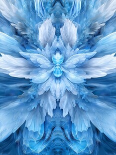 梦幻蓝色花朵抽象艺术图