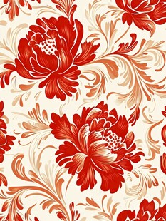 红色花卉精美花纹图案