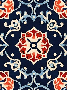 复古风几何花卉图案纹理