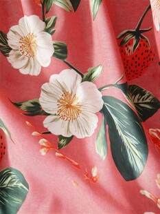 粉色花卉草莓印花布料
