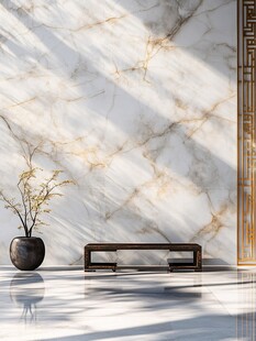 中式大理石墙面与雅致陈设