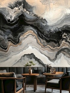 水墨风抽象纹理客厅背景墙