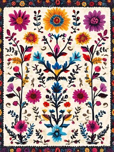 绚丽多彩花卉图案地毯